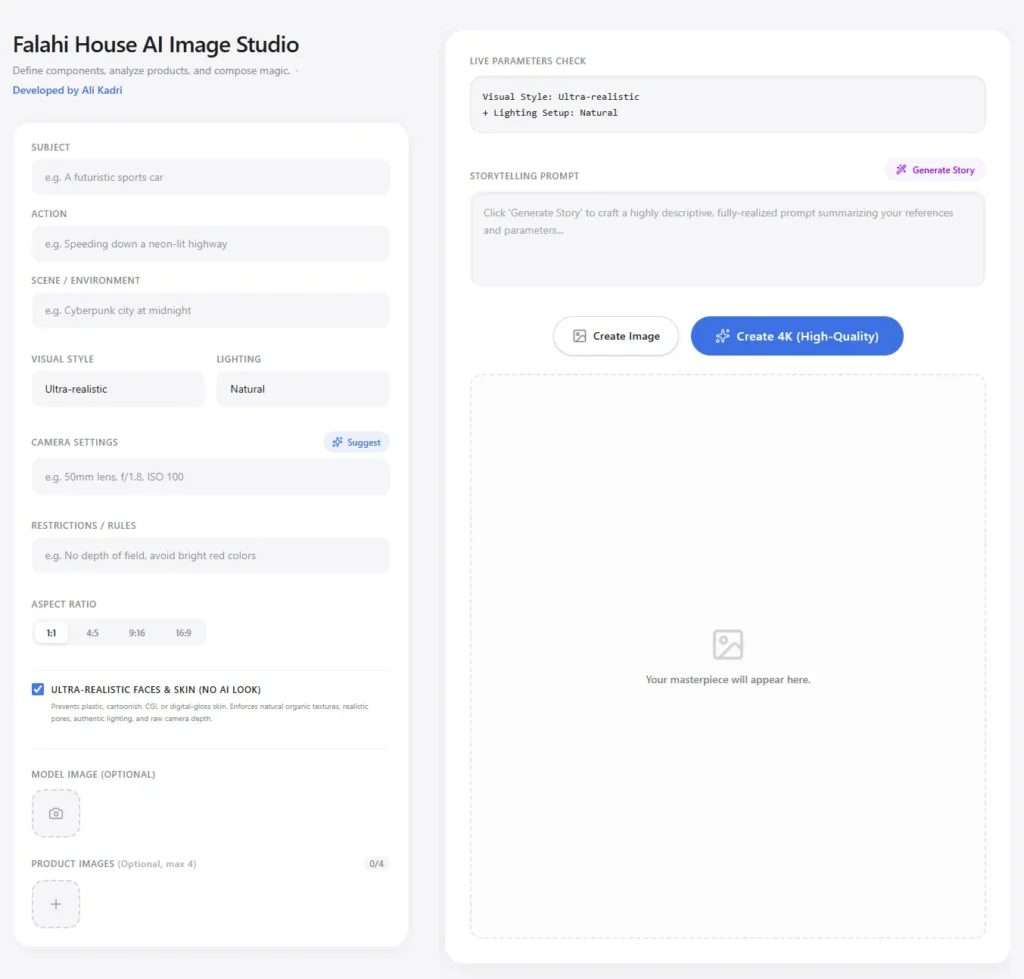 AI Image Studio SAAS App developed by Creative Digital Marketing Engineer Ali Kadri